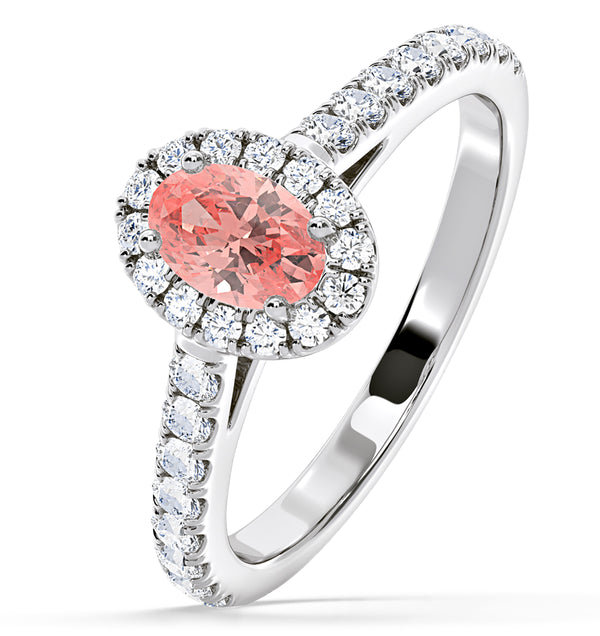 Georgina Pink Lab Diamond Oval Halo 0.90ct Ring in 18K White Gold - Elara Collection